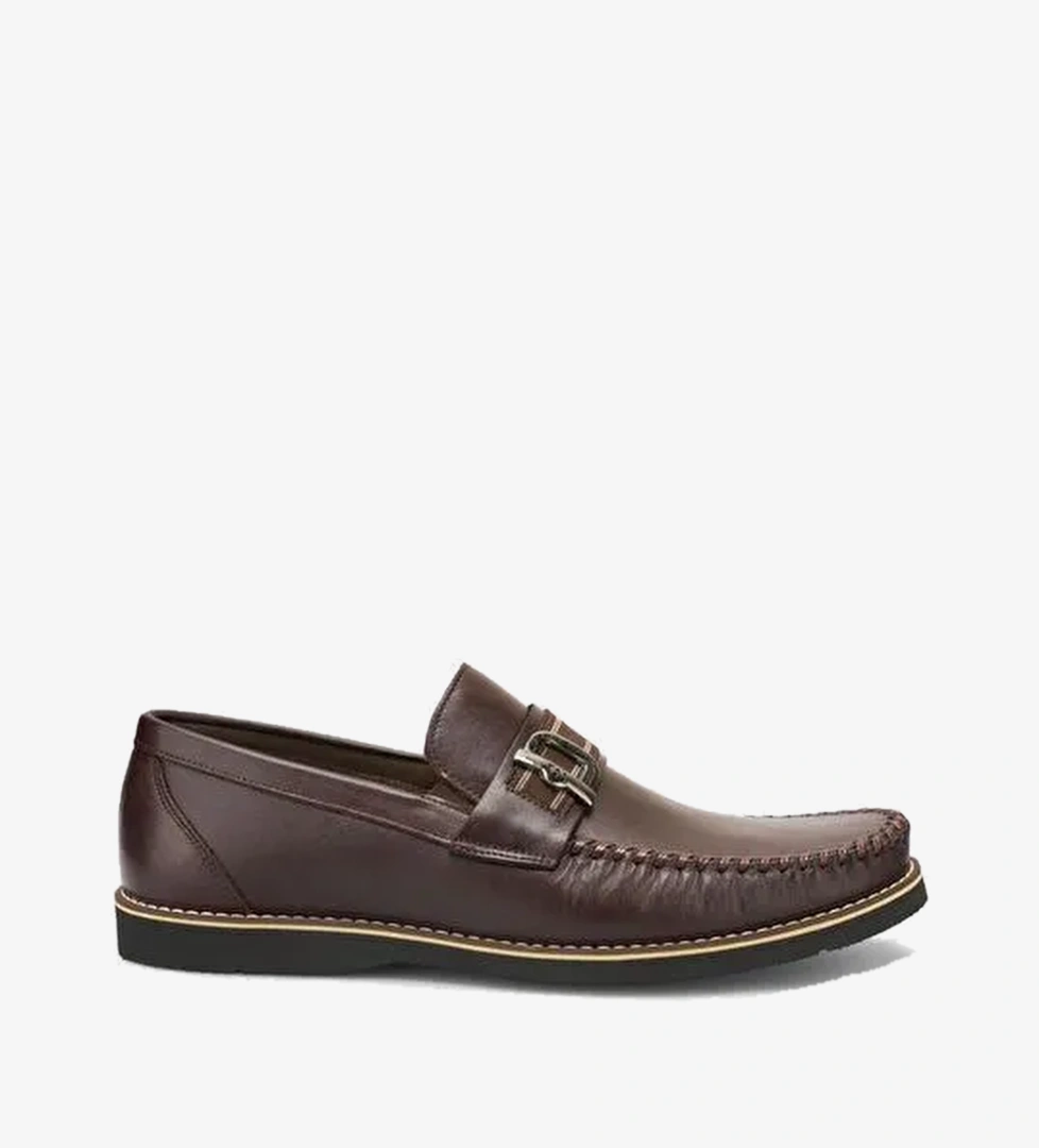 %100 Hakiki Deri Kahverengi Erkek Loafer