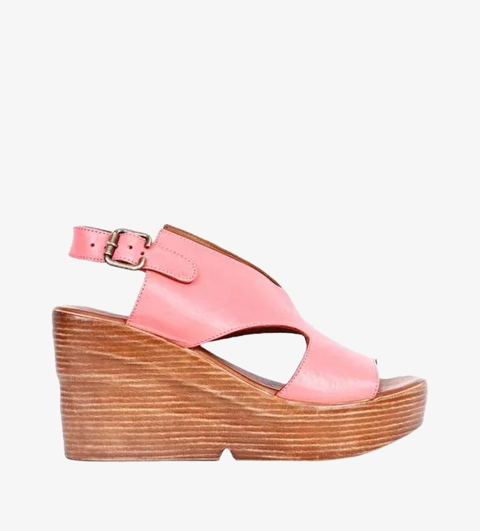 Bueno Shoes Mercan Deri Kadın Dolgu Topuklu Sandalet 01wq6101