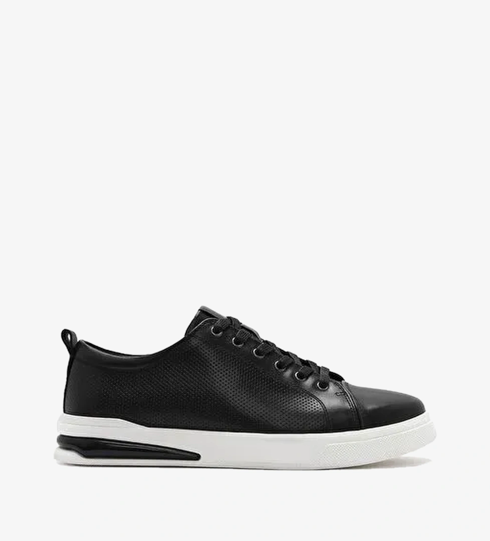 Erkek Siyah Bağcıklı Deri Sneaker 26SFD692518