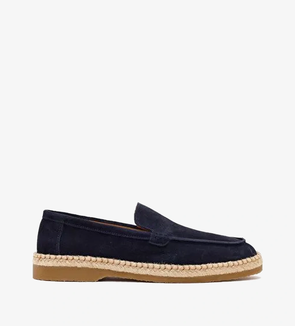 Erkek Lacivert Süet Deri Casual Loafer 26SFD828110
