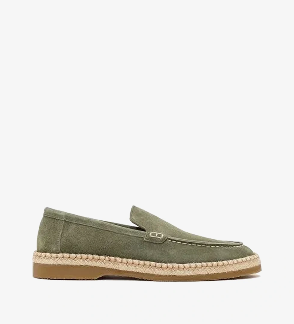 Erkek Yeşil Süet Deri Casual Loafer 26SFD828110