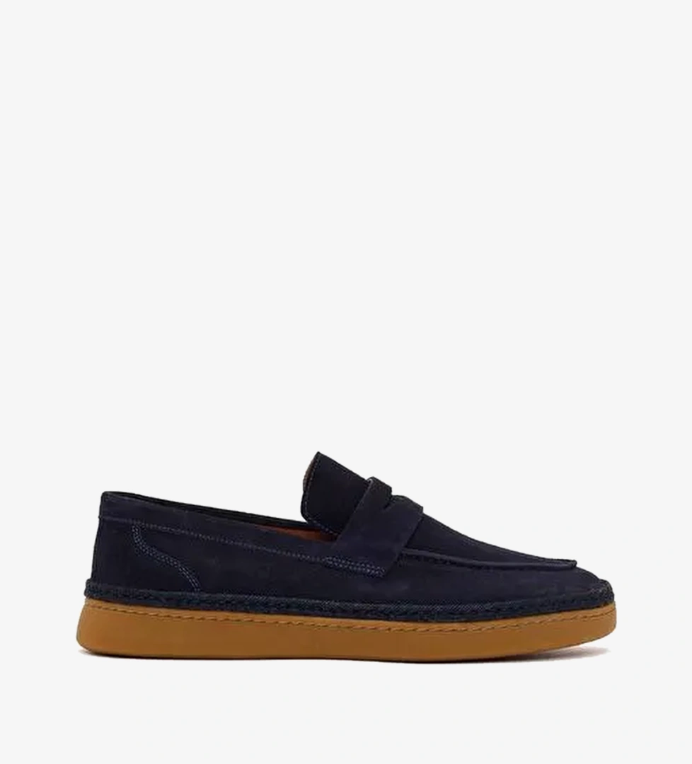 Erkek Lacivert Süet Deri Loafer 26SFD631810