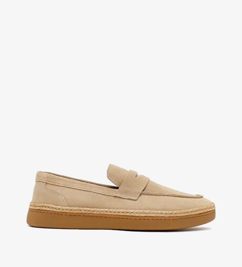 Erkek Bej Süet Deri Loafer 26SFD631810