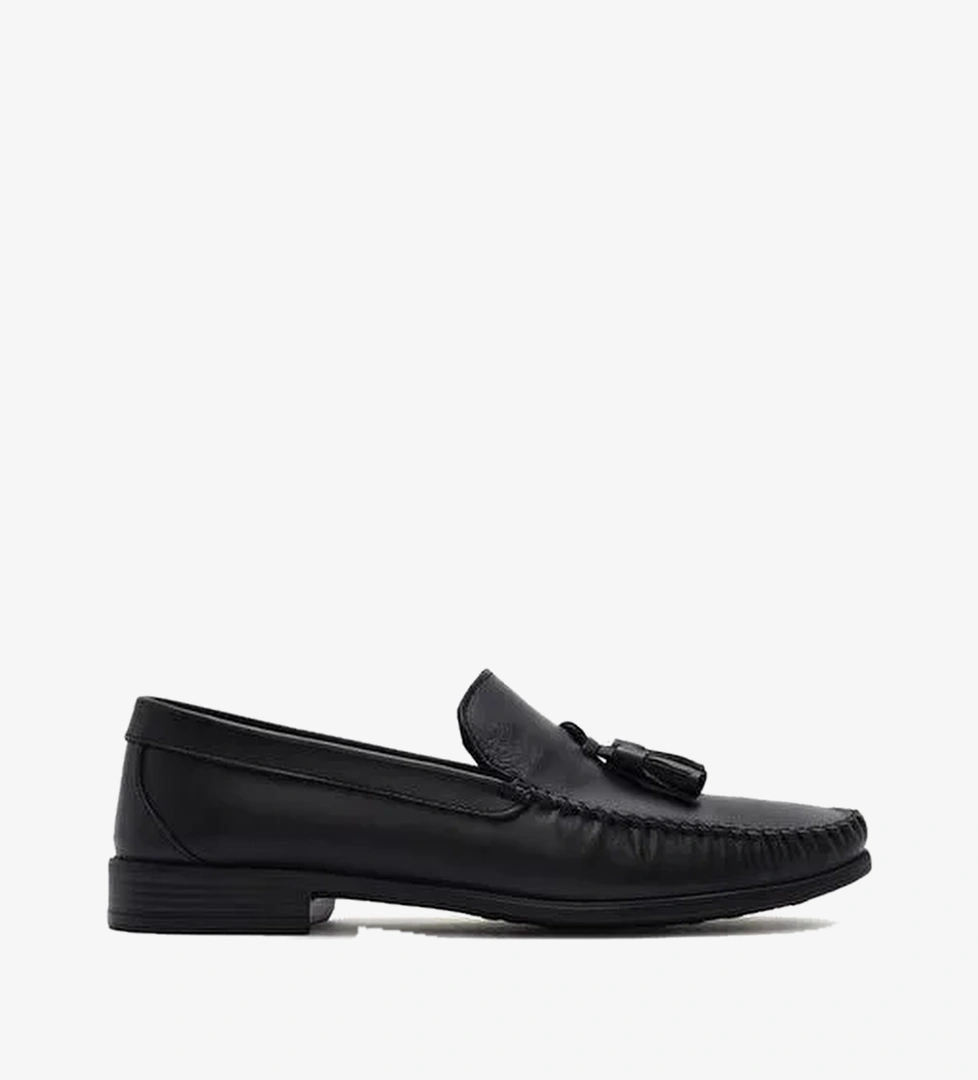 Erkek Siyah Püsküllü Deri Loafer 26SFD754218