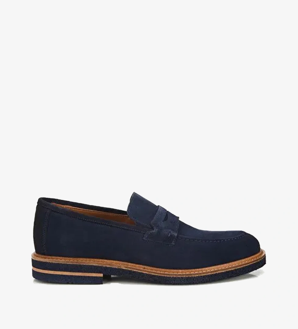 Erkek Süet Deri Lacivert Klasik Loafer 02AYH320020A680