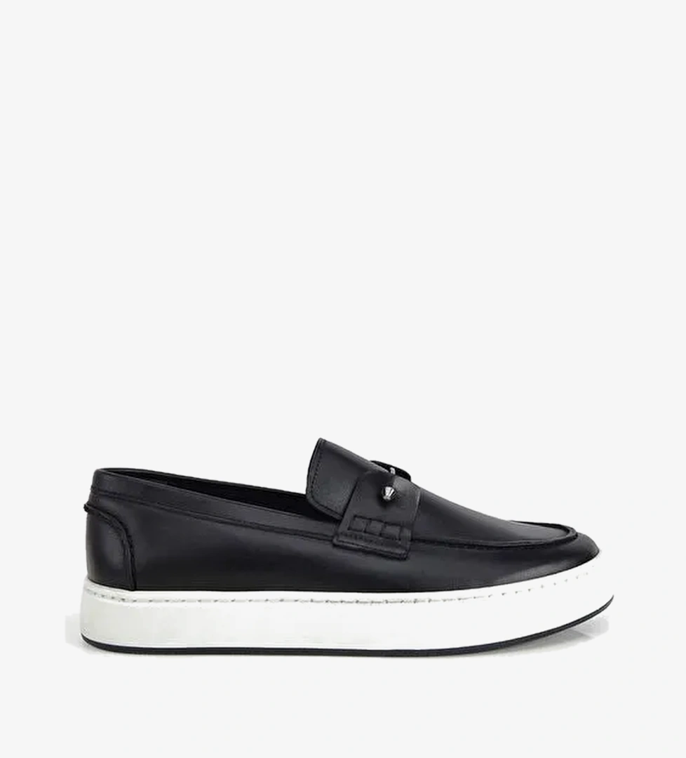 Erkek Deri Siyah Metal Detaylı Günlük Loafer 02AYH320290A100