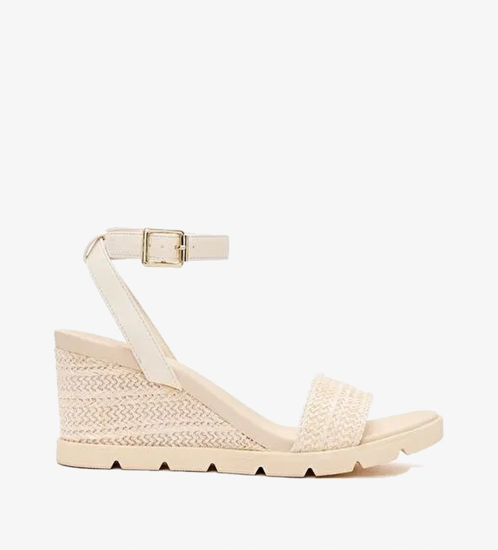 Kadın Ten Bilekten Tokalı Dolgu Topuklu Hasır Sandalet 26SFE4814M7