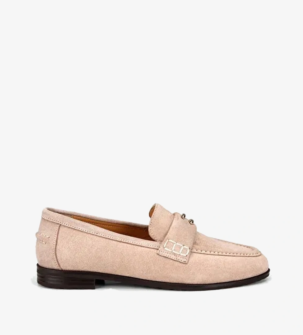 Kadın Süet Deri Bej Toka Detaylı Klasik Loafer 01AYH321300A310