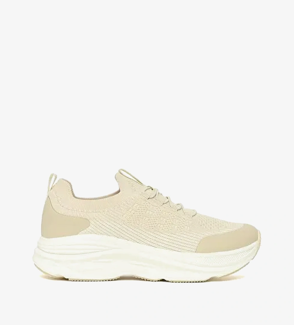 Derimod Zero Kadın Krem Kalın Tabanlı Bağcıklı Kumaş Sneaker 26PFE49536F