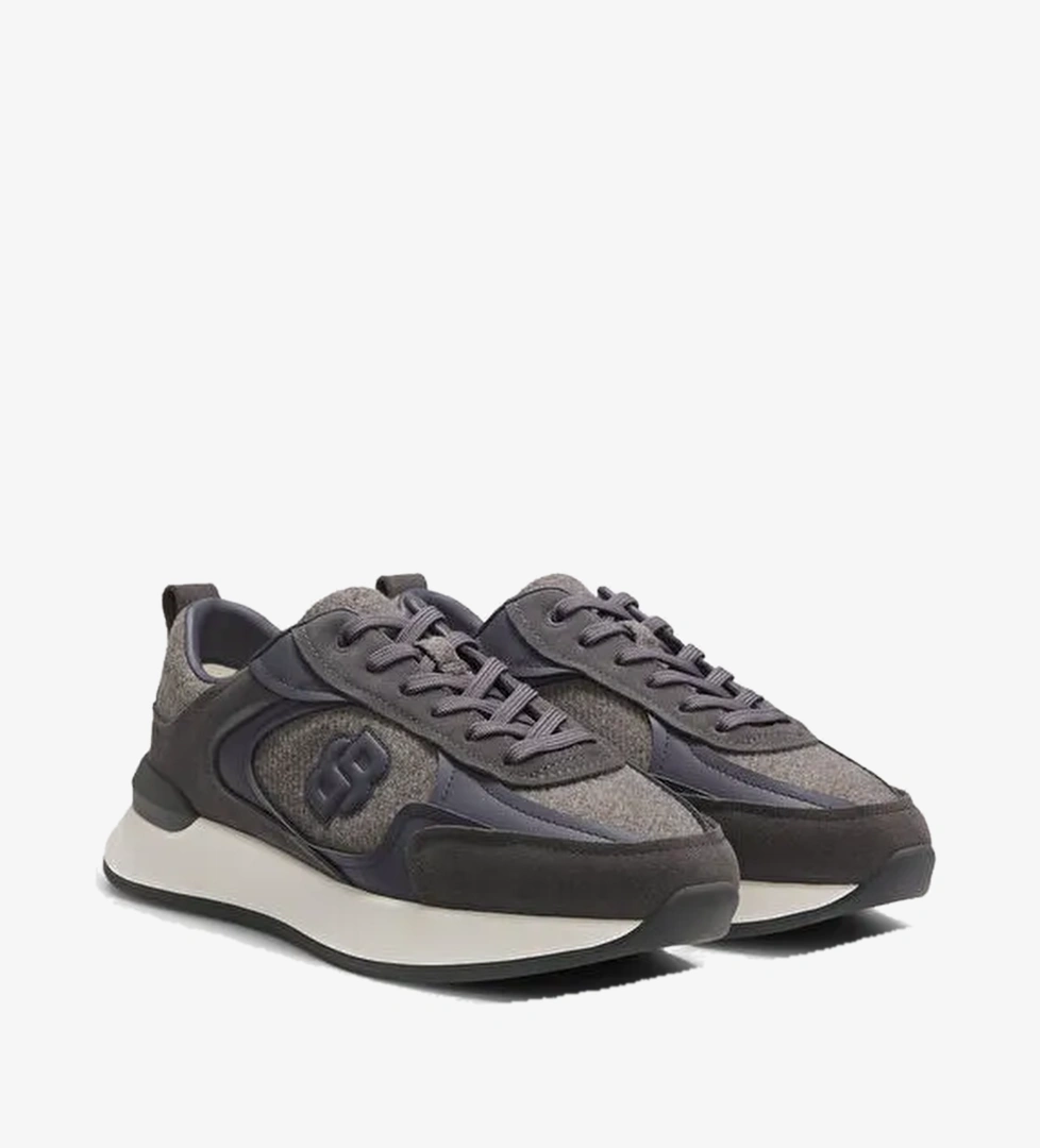 BOSS Koyu Gri Kadın Deri Sneaker B Icon_Runn_wlsd