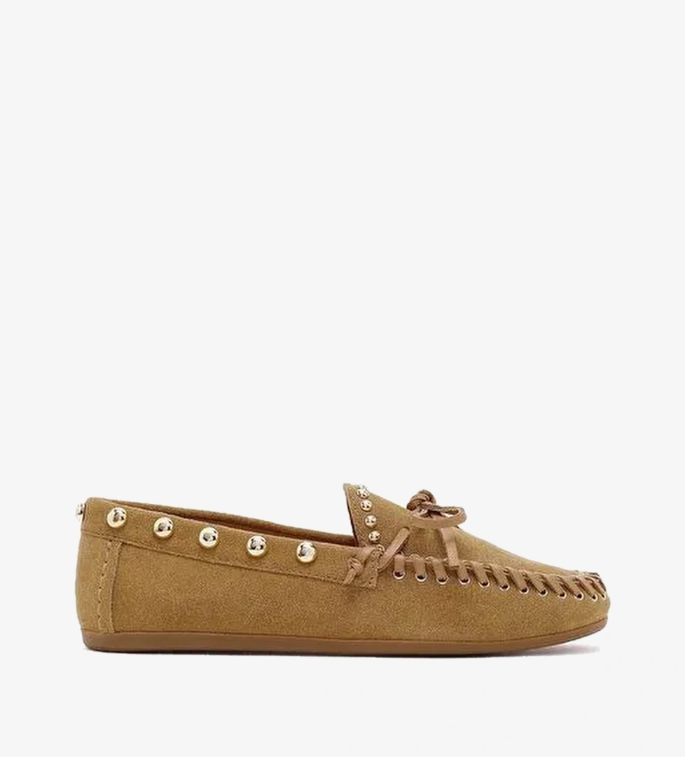 Kadın Bej Süet Deri Loafer 26PFD552410