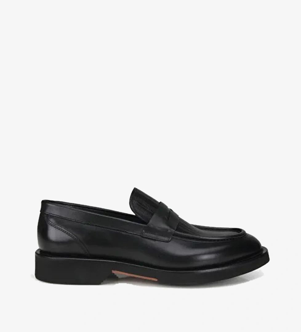 Erkek Deri Siyah Kalın Tabanlı Klasik Loafer 02AYH319840A100