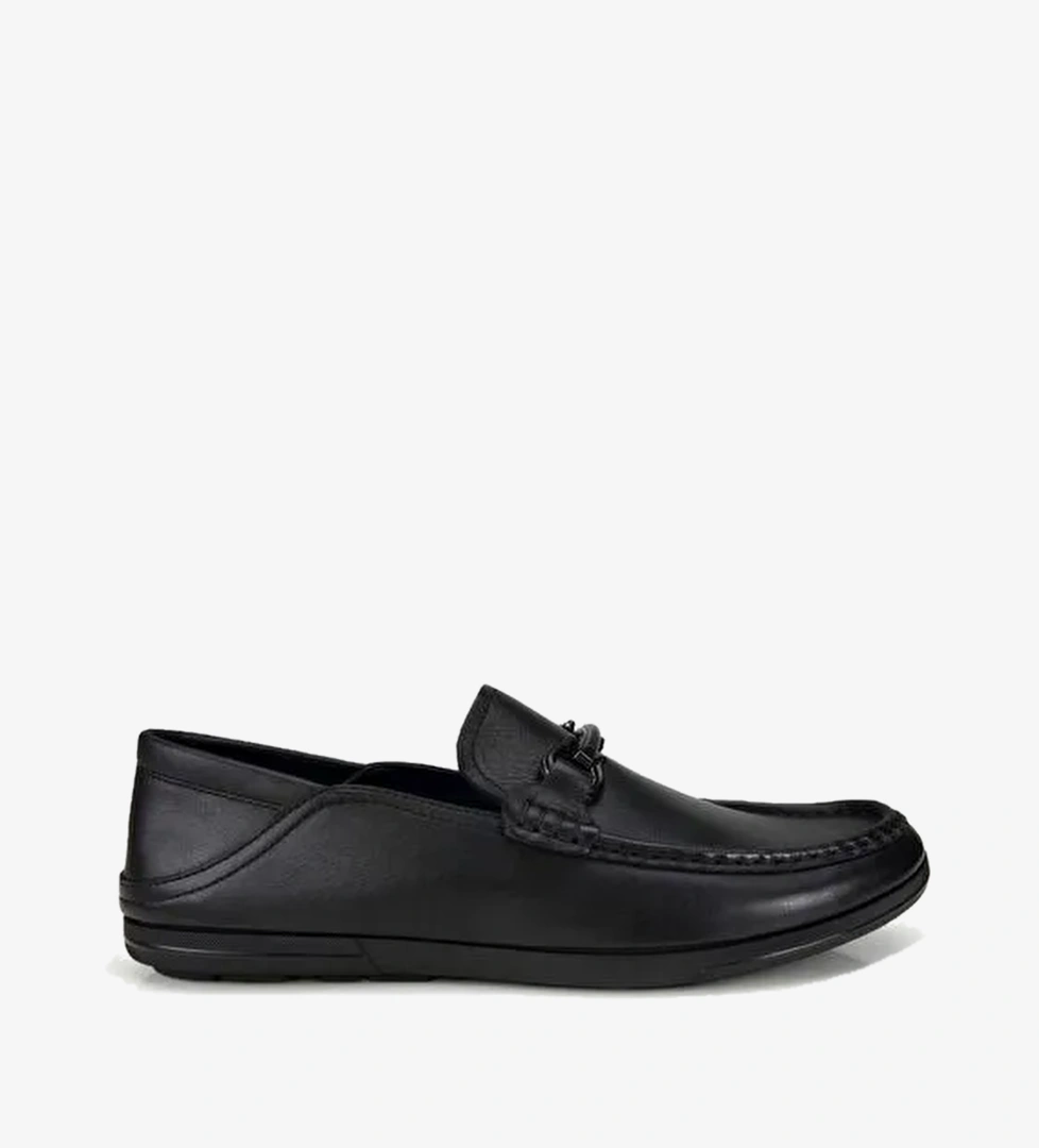 Erkek Deri Siyah Yumuşak Dokulu Tokalı Günlük Loafer 02AYH319680A100
