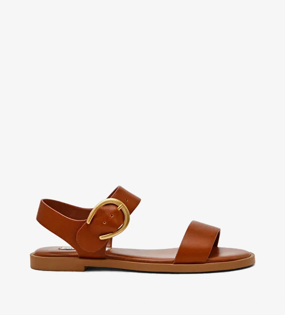 Steve Madden Taba Kadın Deri Sandalet RESORTS COGNAC