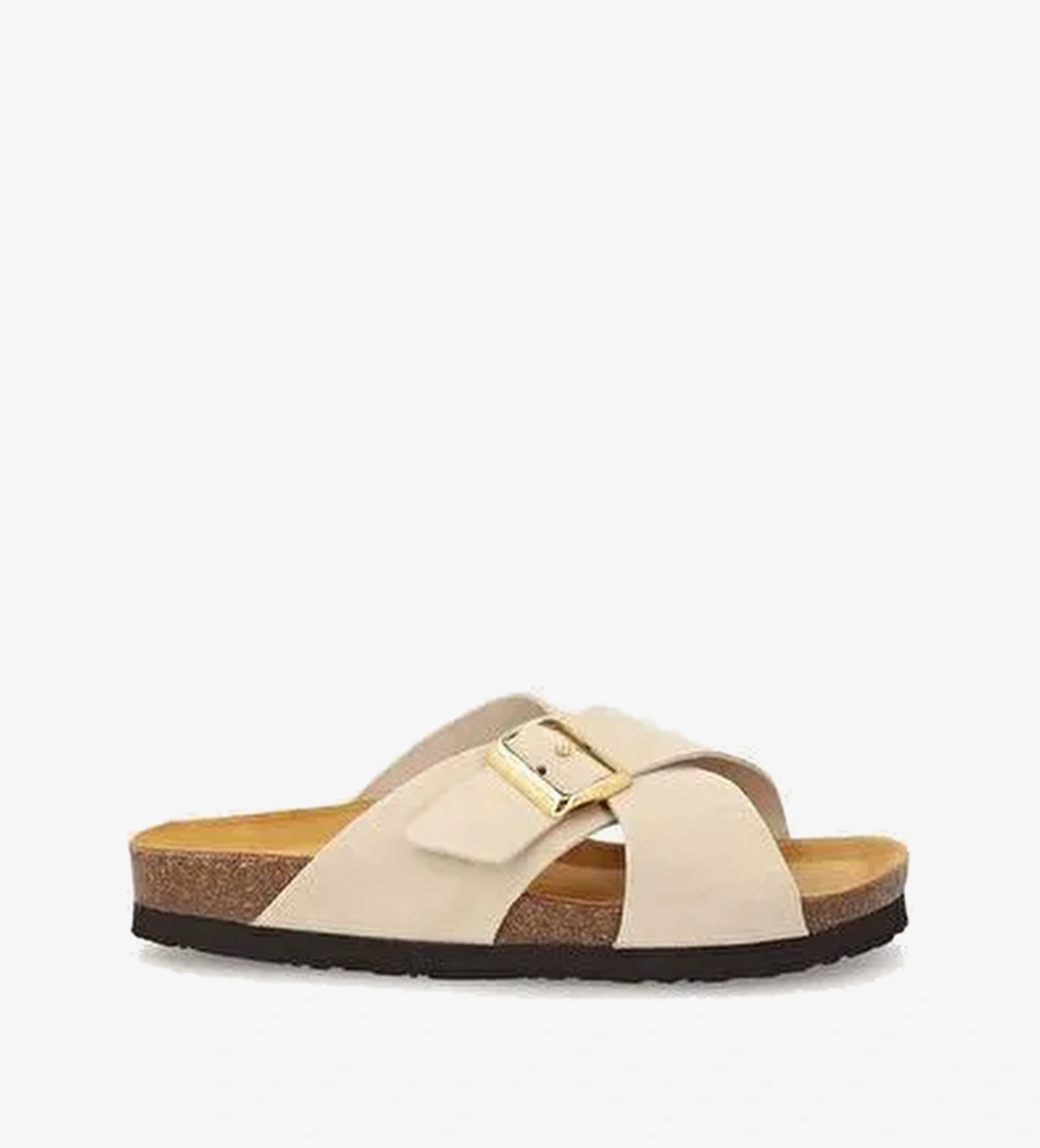 Kadın Terlik 17B3 Frau VELOUR-S SUEDE CROSSOVER-STRAP SLIDERS