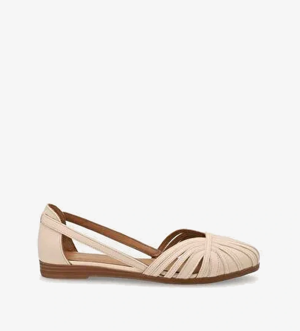 Kadın Sandalet 03M4 Frau LEATHER CAGED BALLET FLATS WITH THIN STRAPS