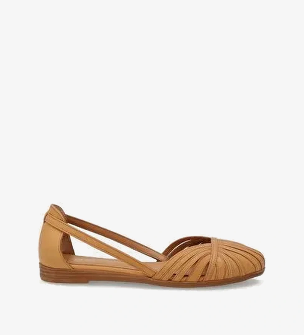 Kadın Sandalet 03M4 Frau LEATHER CAGED BALLET FLATS WITH THIN STRAPS