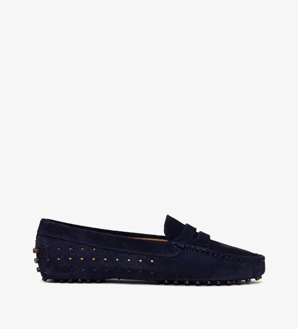 Kadın Lacivert Süet Deri Loafer 26PFD290610