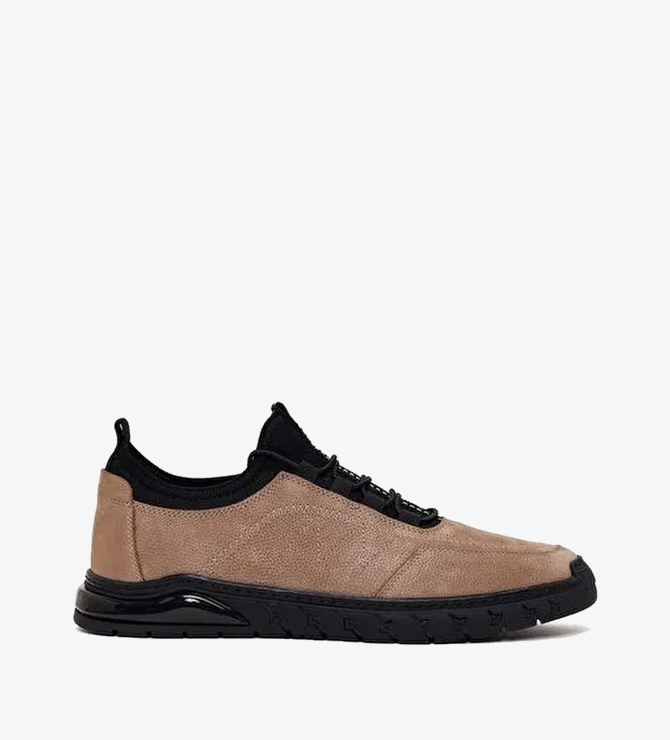 Erkek Vizon Bağcıklı Nubuk Deri Sneaker 26SFD6418V3