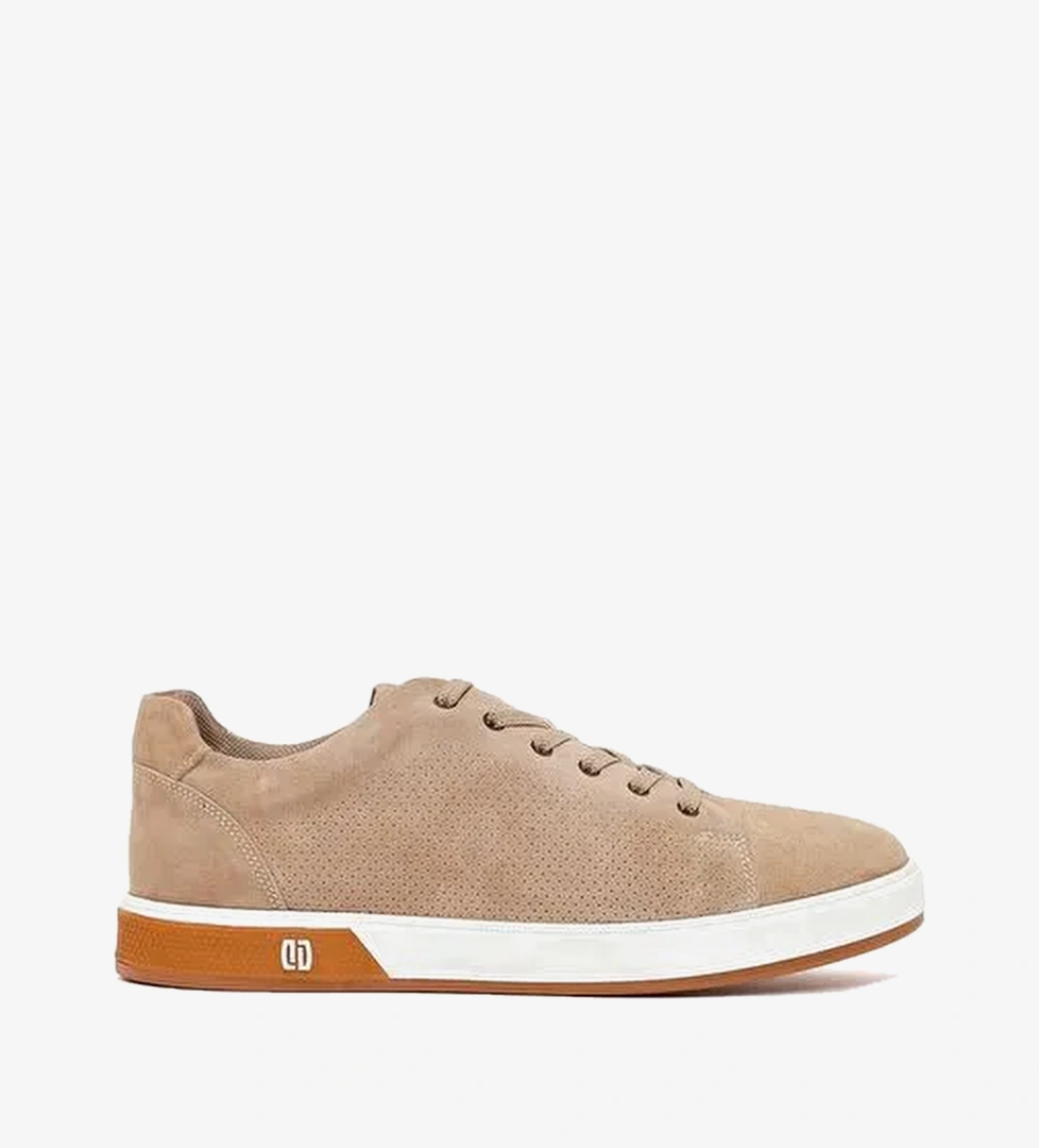 Erkek Bej Bağcıklı Süet Deri Sneaker 26SFD680810