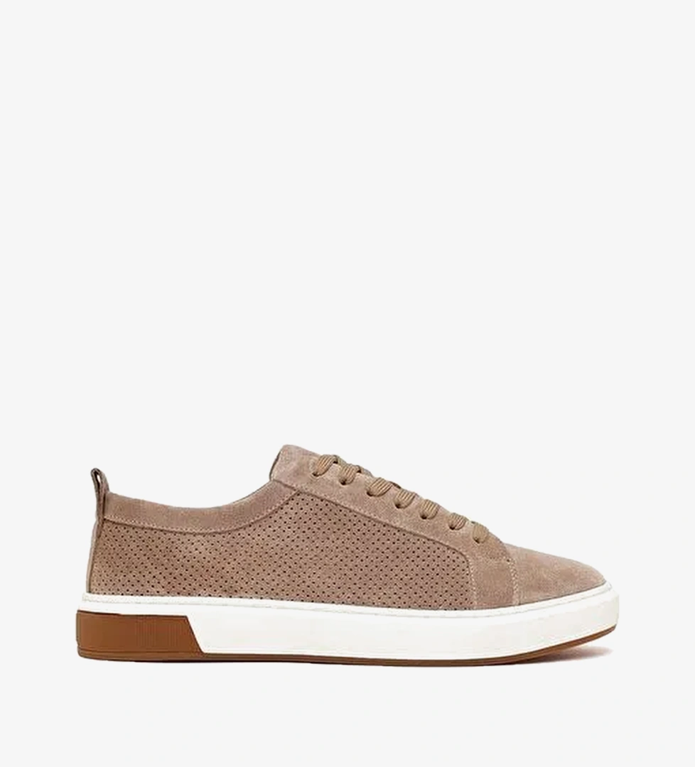 Erkek Bej Bağcıklı Süet Deri Sneaker 26SFD612010