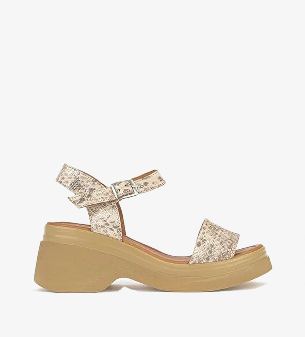Ziya, Kadın Hakiki Deri Topuklu Sandalet 161992Z64028 Gold-Yılan