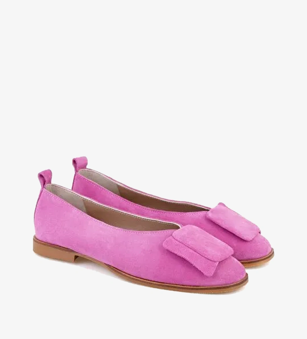 Kadın Pembe Süet Deri Babet