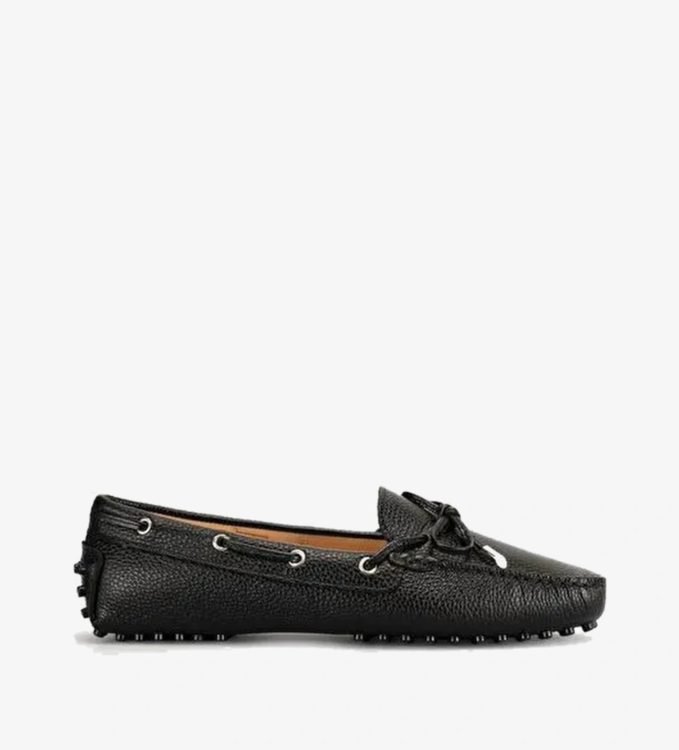 Siyah Hakiki Deri Bağcıklı Günlük Loafer (Mokasen) Kadın Ayakkabı