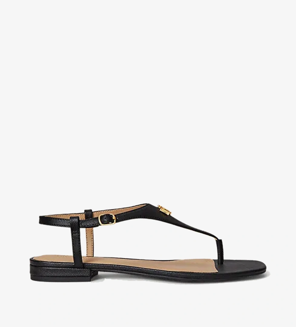Lauren Ralph Lauren Siyah Kadın Deri Sandalet 802982881002