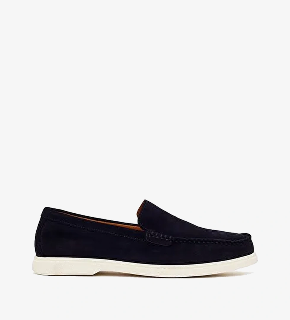 Erkek Lacivert Süet Deri Loafer 26SFD632010