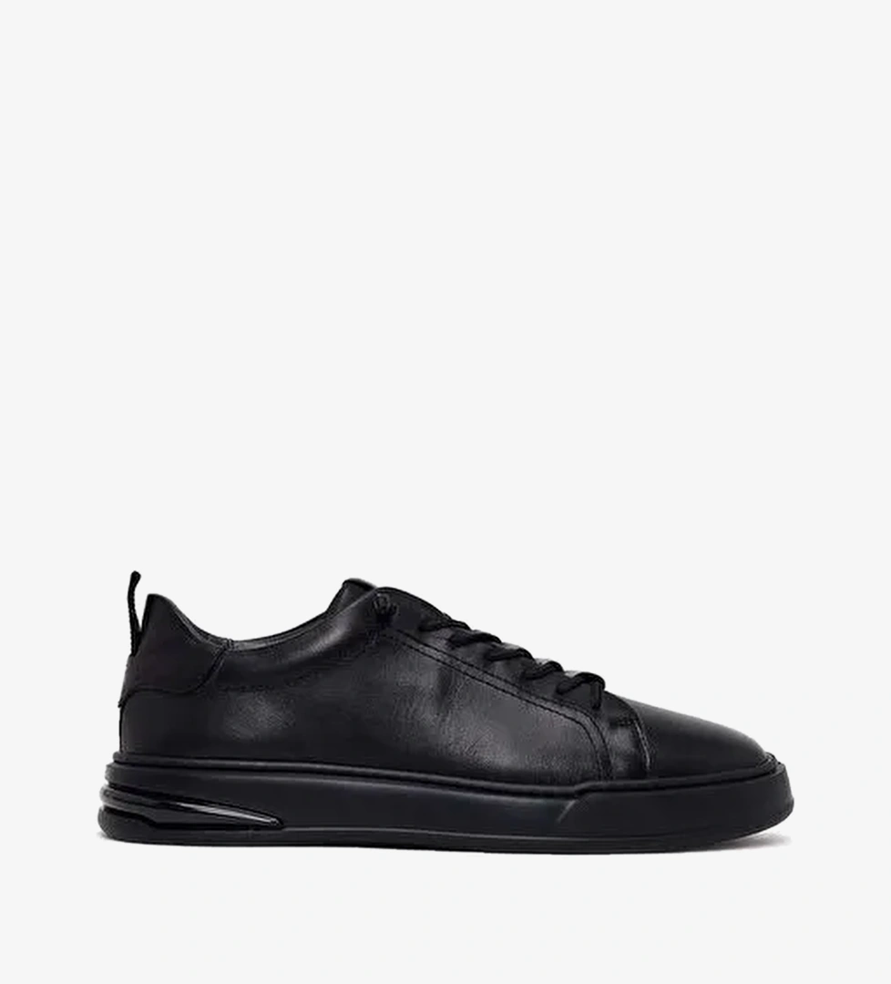 Erkek Siyah Bağcıklı Deri Sneaker 26SFD631718