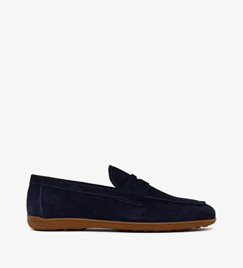Erkek Lacivert Süet Deri Loafer 26SFD620710