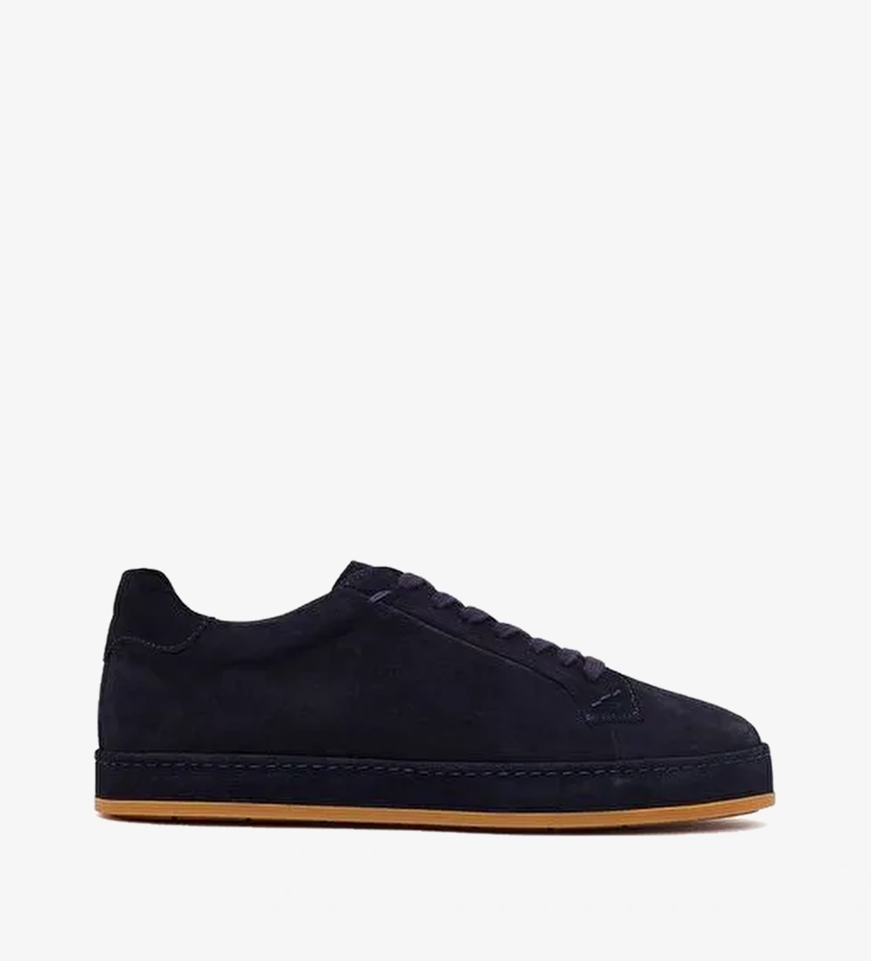 Erkek Lacivert Bağcıklı Süet Deri Sneaker 26SFD631210