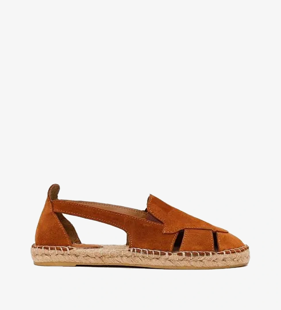 Kadın Taba Süet Deri Espadril Sandalet 26SFD205410