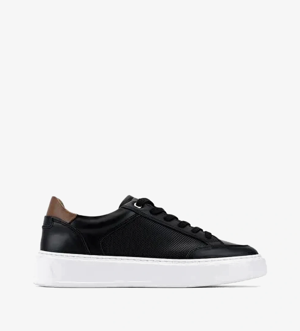 Valmenti Erkek Hakiki Deri Siyah Sneakers & Spor Ayakkabı