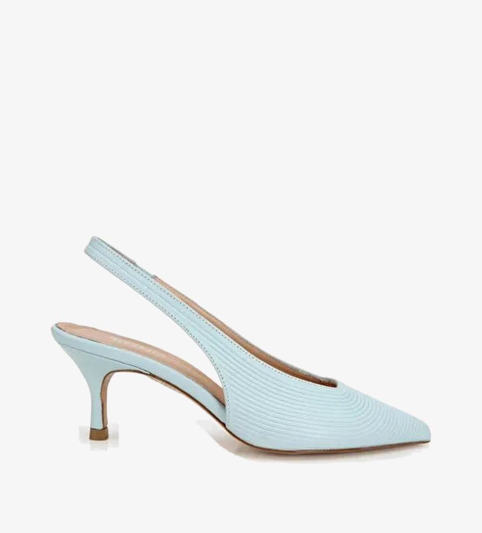 Kadın Deri Mavi Dokulu Yumuşak Arkası Açık Kısa Topuklu Stiletto 01AYH323050A600