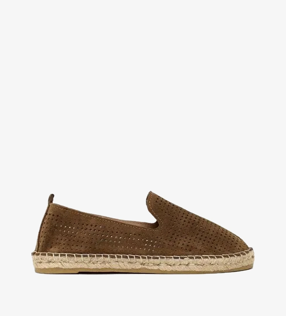 Kadın Taba Desenli Süet Deri Espadril 26PFD206110