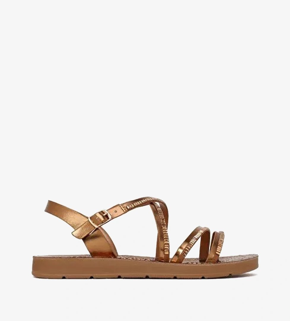 Kadın Bronz Bilekten Tokalı Taşlı Sandalet 26SFE461314