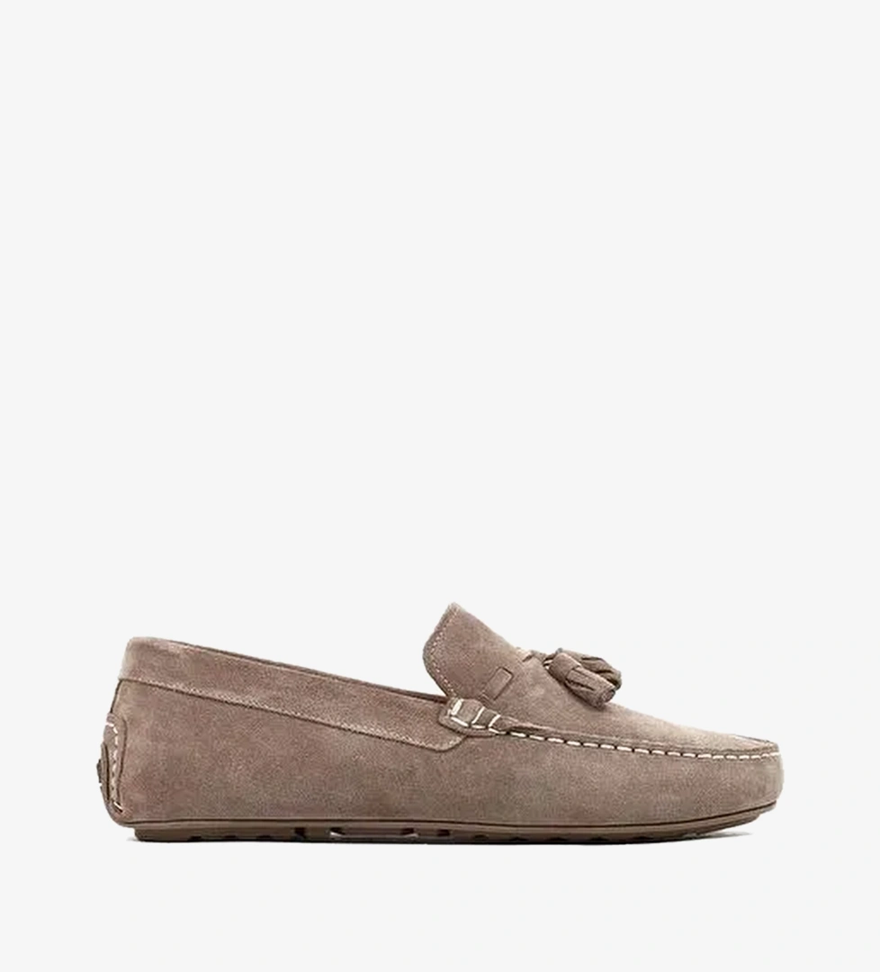 Erkek Vizon Püsküllü Süet Deri Loafer 26SFD632610