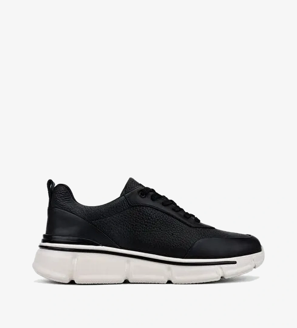 Valmenti Erkek Hakiki Deri Siyah Sneakers & Spor Ayakkabı