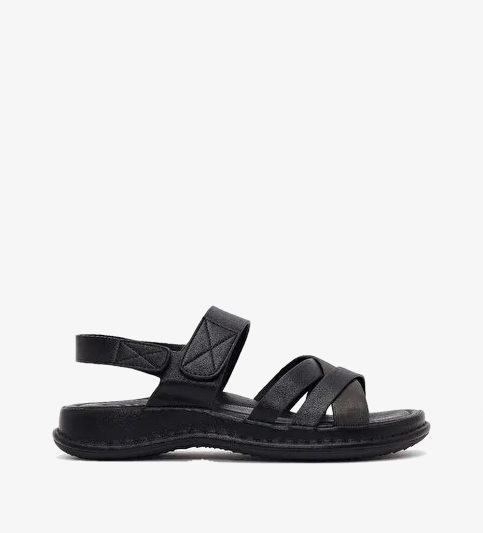Kadın Siyah Bantlı Kalın Tabanlı Comfort Sandalet 26SFE463718
