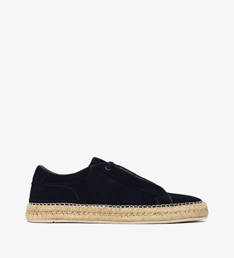 Erkek Lacivert Kalın Tabanlı Süet Deri Sneaker 26SFD692910