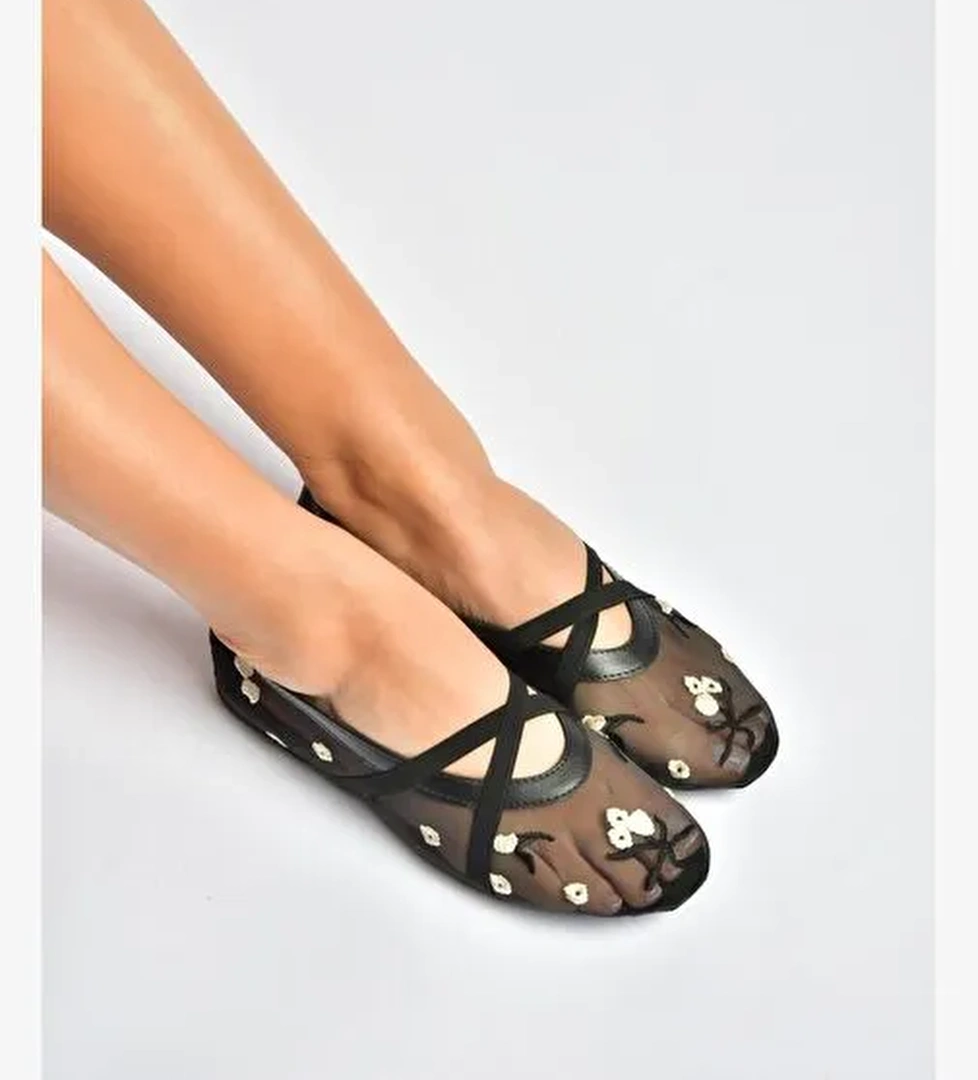 Fox Shoes Siyah Fox Shoes File Çiçek