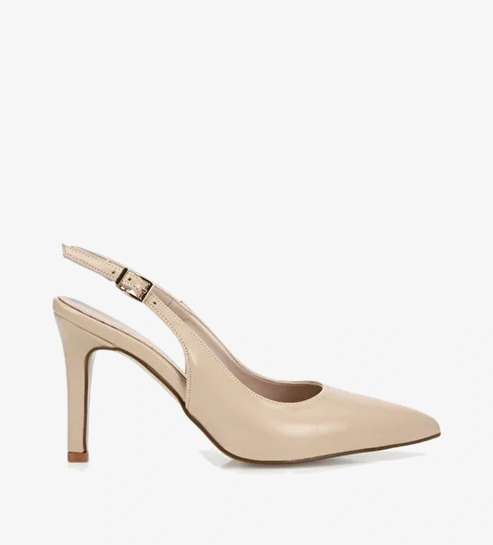Kadın Bej Sivri Burunlu İnce Topuklu Arkası Açık Stiletto 01AYY323990A330