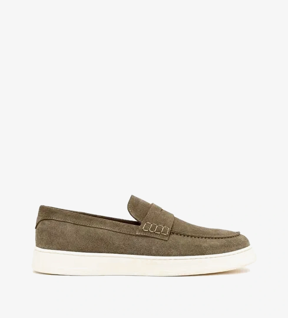 Erkek Haki Süet Deri Casual Loafer 26SFD633410