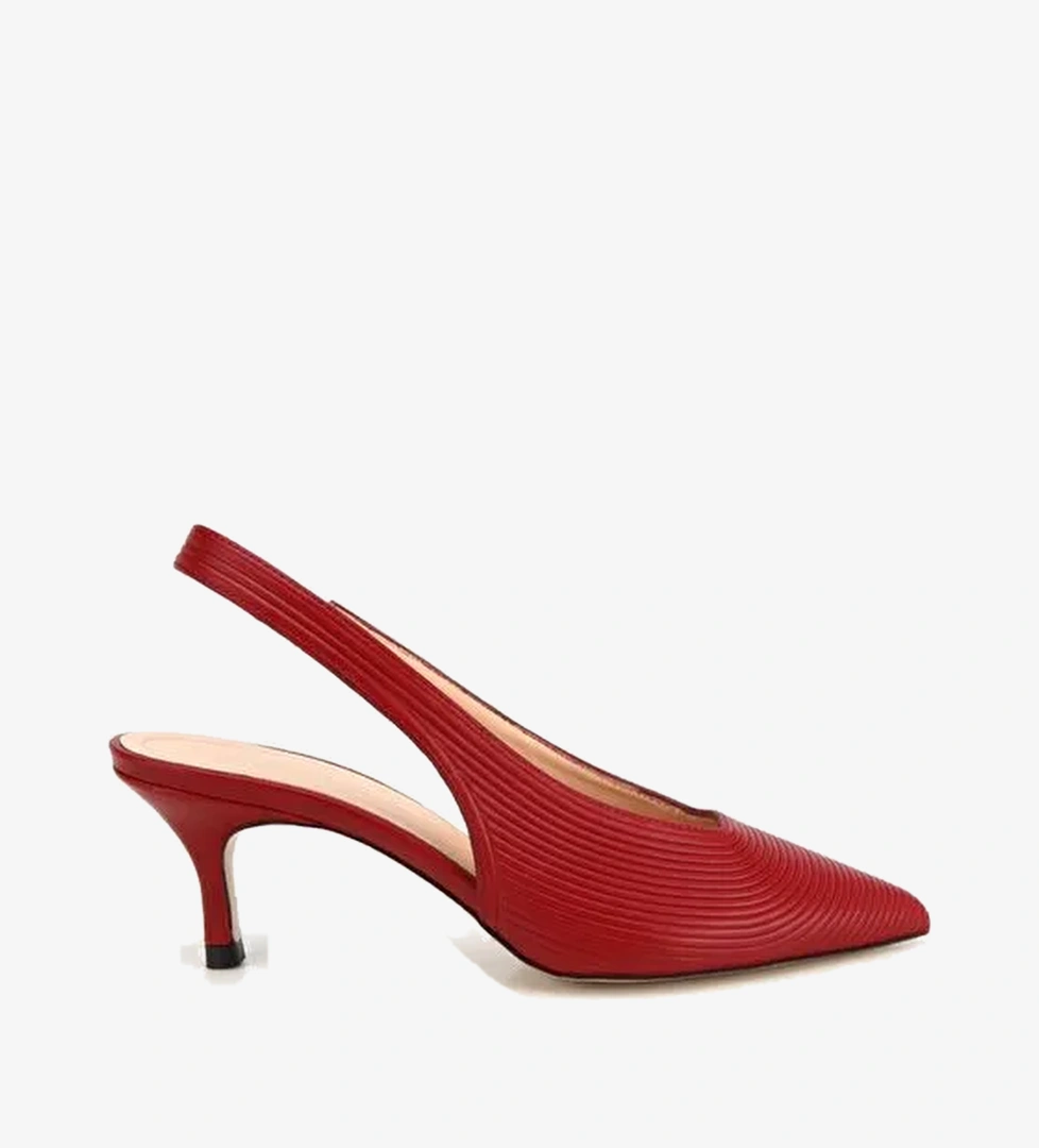 Kadın Deri Kırmızı Dokulu Yumuşak Arkası Açık Kısa Topuklu Stiletto 01AYH323050A750