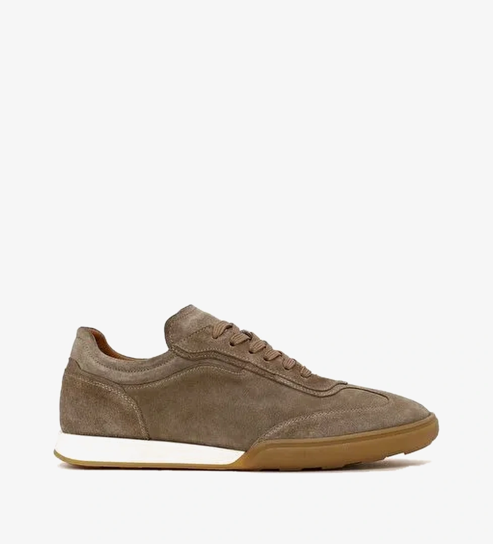 Erkek Bej Bağcıklı Süet Deri Sneaker WM710023DS