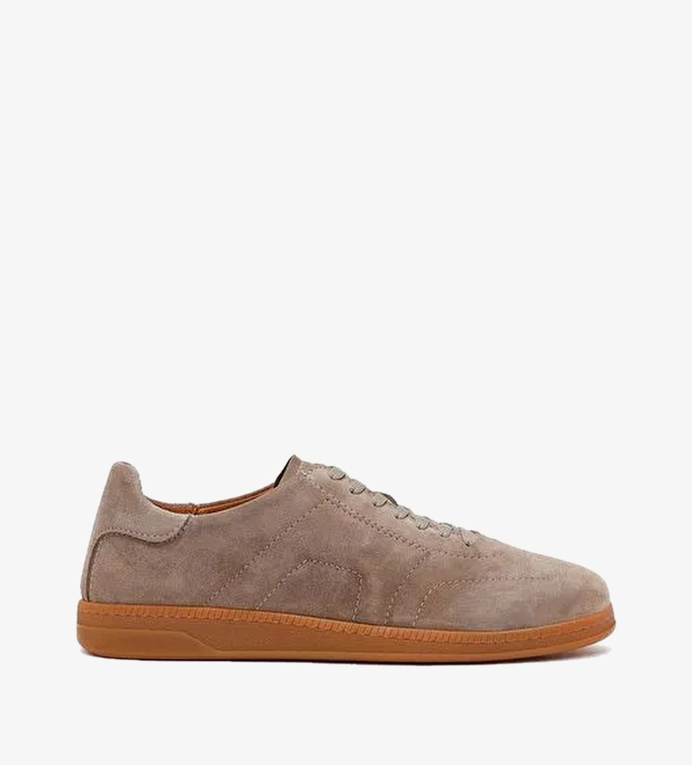 Erkek Vizon Bağcıklı Süet Deri Sneaker 26SFD633310
