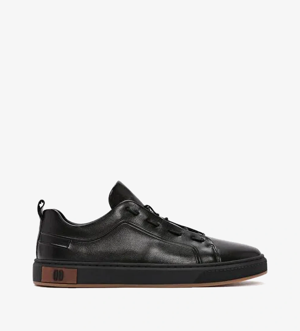 Erkek Siyah Bağcıklı Deri Sneaker WM680002DV