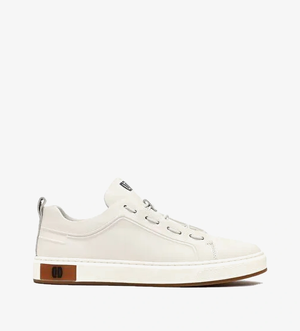 Erkek Beyaz Bağcıklı Deri Sneaker WM680002DV